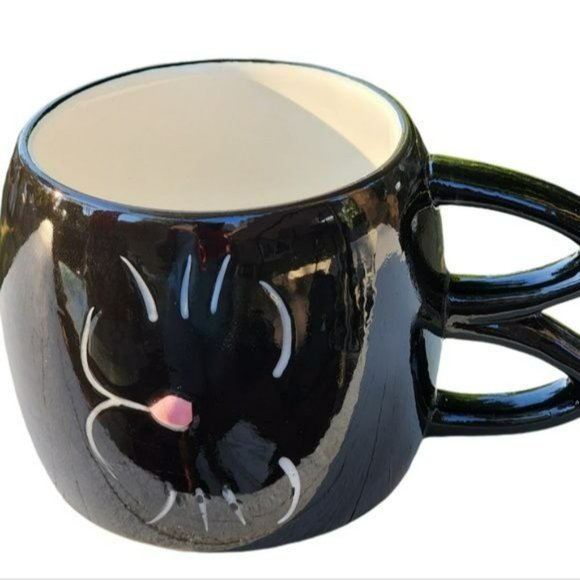 Black‎ Kitty Cat Ceramic Coffee Mug 16 oz - Picture 2 of 9